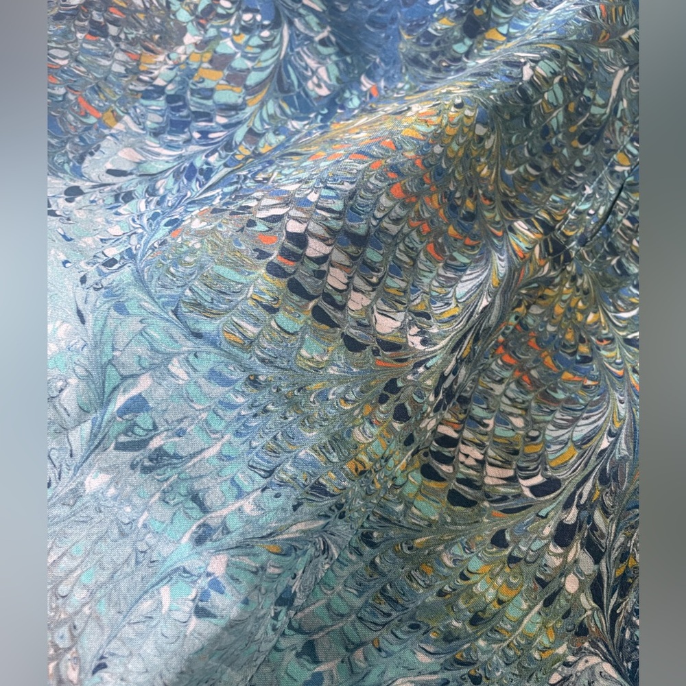 Vintage ‘60s ‘70s John Meyer 2 piece marble print skirt & tank ethereal blues M - Picture 10 of 11